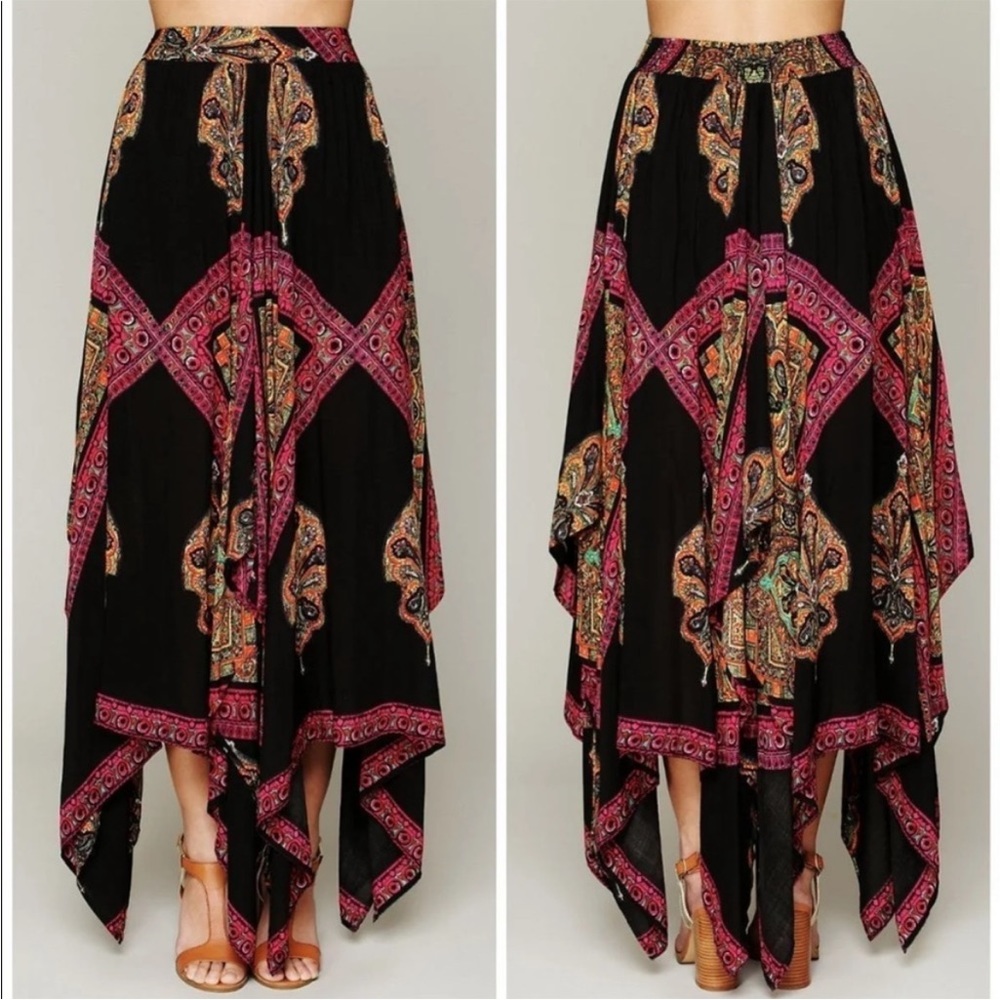 Free People Convertible Coachella Heart of Gold Maxi Skirt / MIDI High Low - Picture 5 of 7
